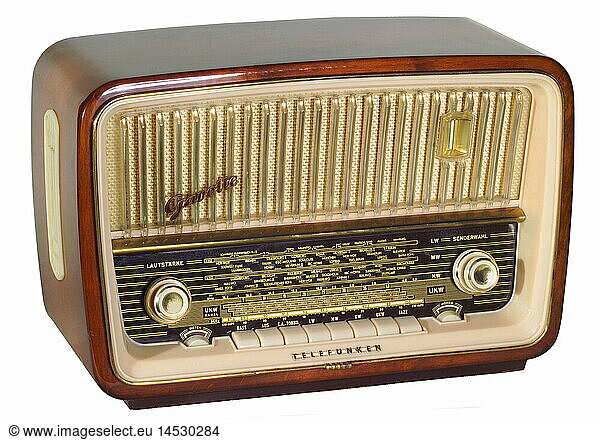 broadcast  radio  radio sets  type  typ Telefunken Gavotte 1253  Germany  1961  technic  technics  historic  historical  clipping  wooden case  design  tuner  front panel with Polystyrol and Plexigum  1960s  20th century
