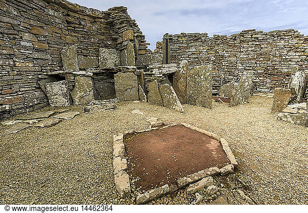 Broch of Gurness interior,  Komplex aus der Eisenzeit,  prähistorische Siedlung,  Eynhallow Sound,  Orkney Islands,  Schottland,  UK