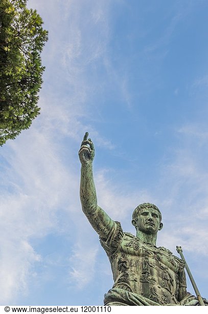Bronze statue of roman emperor augustus  trajan's forum  rome  lazio  italy.