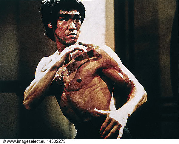 Bruce Lee  on-set of the Film Enter the Dragon  1973
