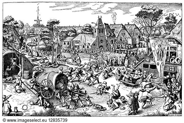 BRUEGEL: ST. GEORGE'S DAY. Line engraving  c1600  by H. Cook after a drawing by Peter Bruegel the Elder.