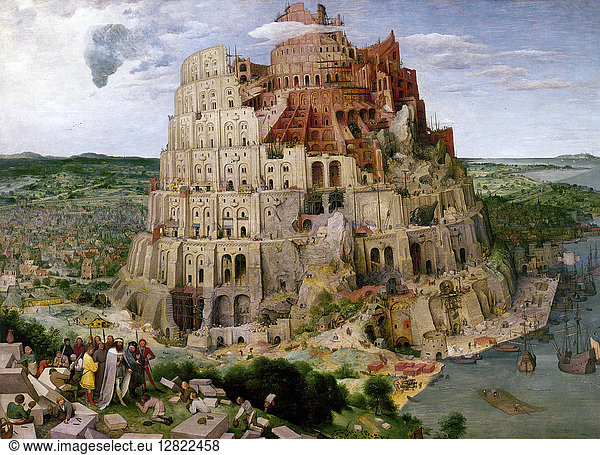 BRUEGEL: TOWER OF BABEL. 'Building the Tower of Babel.' Oil on panel  Pieter Bruegel the Elder  1563.