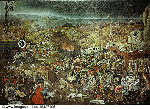 Brueghel  Pieter the younger 1564–1638.“Triumph of Death   1626. (Copy of the “Triumph of Death   c. 1560/62  by Pieter Bruegel the elder)Oil on canvas  117 × 167 cm.Cleveland  The Mildred Andrews Fund.