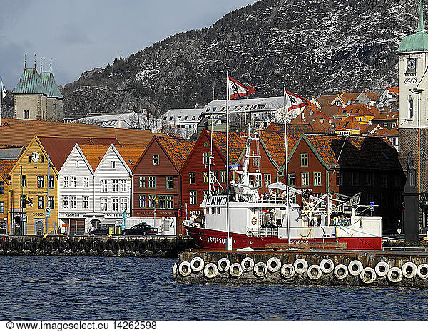 Bryggen hanseatic quarter  Bergen  Norway  Europe