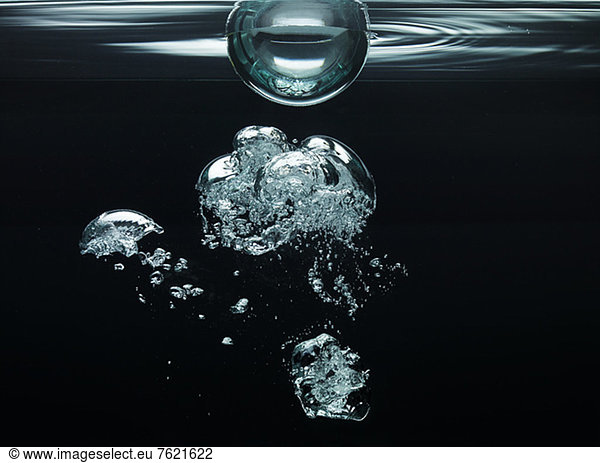 Bubbles floating underwater