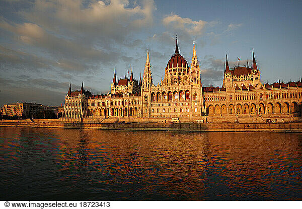 Budapest  capital of Hungary  is situated on both banks of the Danube which runs South to North through the city.
