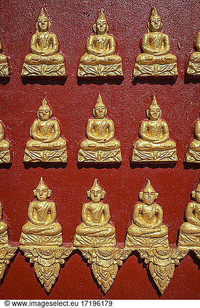 Buddha statues on Dhart Zom Doi Kabar Aye Pagoda  Kengtung  Myanmar