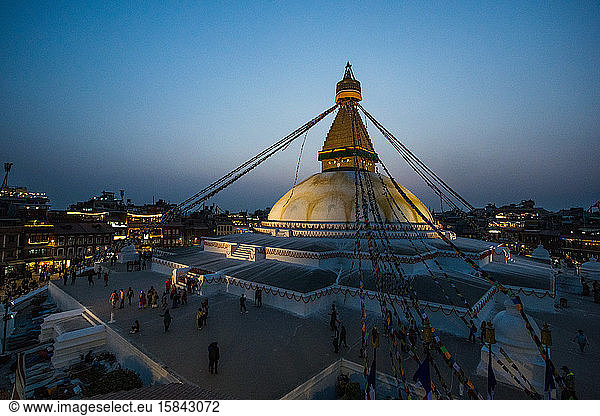 Buddha Stupa of Kathmandu during sunset