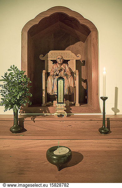 Buddhist altar in the Zen Monastery of Ibiracu  Espirito Santo  Brazil