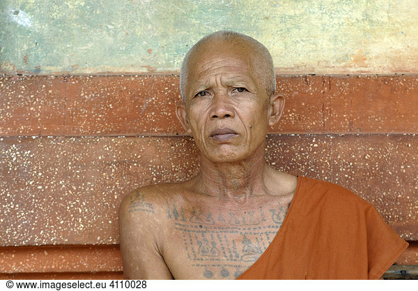 Buddhist monk at Preah Khan Temple  Angkor  Siem Reap  Cambodia  Southeast Asia  Asia