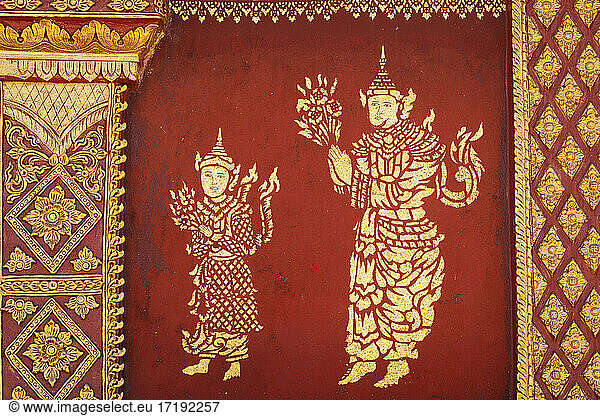 Buddhist paintings on Dhart Zom Doi Kabar Aye Pagoda  Kengtung Myanmar