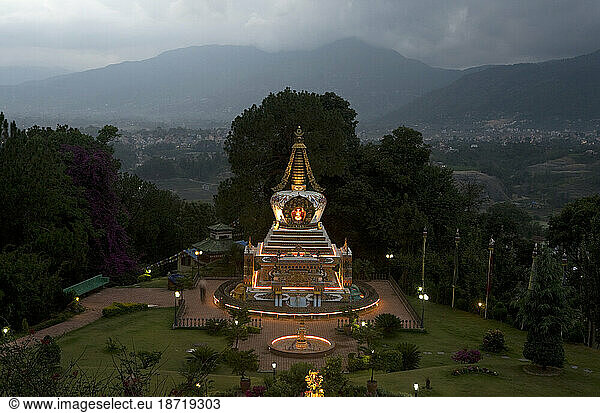 Buddhist Stupa at Kopan Monastery  Kathmandu  Nepal.