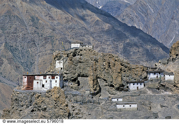 Buddhistisches Kloster oder Gompa  Dhankar  Spiti-Tal  Lahaul und Spiti  Himachal Pradesh  indischer Himalaya  Nordindien  Indien  Asien