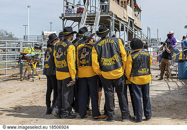 Buffalo Soldiers pose for a group photo at the Arizona Black Rodeo