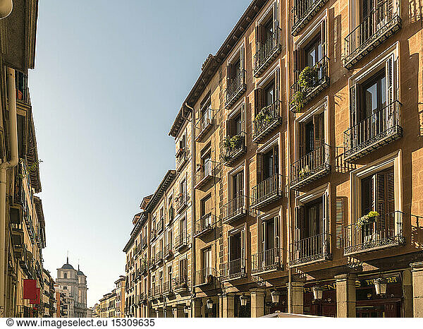 Buildings at Calle Toledo near the famous Plaza Mayor in Madrid  Madrid  Spain