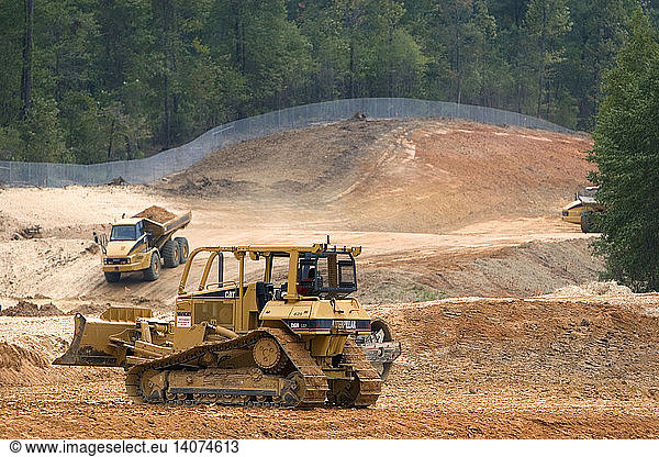 Bulldozer being used for road construction
