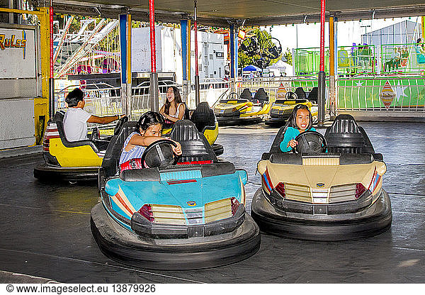 Bumper cars at a Fountain Valley  CA  amusement park