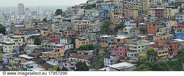 Bunte Häuser im Viertel Las Peñas  Guayaquil  Provinz Guayas  Ecuador  Südamerika