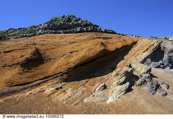 Buntes Lavagestein am Roque de los Muchachos  La Palma  Kanarische Inseln  Spanien  Europa