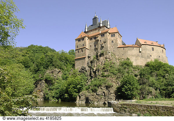 Burg Kriebstein bei Midweida  Fluß Zschopau  Sachsen  Deutschland