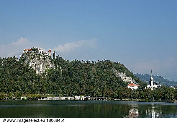 Burg und Kirche  Bleder See  Bled  Slowenien  Balkan  Europa