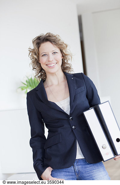 Business woman holding files