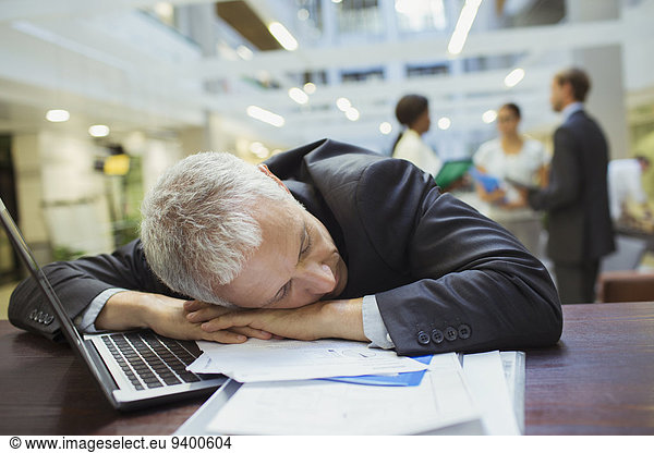 Businessman resting in office building