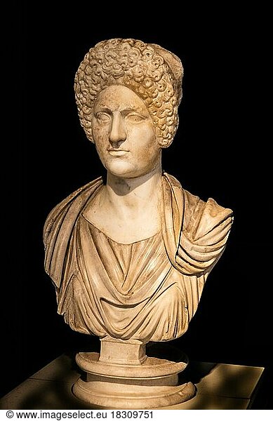 Bust of Domizia Longina  woman of the Roman Emperor Domitian 1st century BC  Museo Archeologico Regionale Antonino Salinas  collection of Etruscan  Roman  Egyptian and Greek works  Palermo  Palermo  Sicily  Italy  Europe