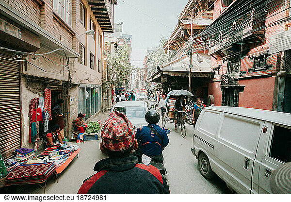 Busy Asian streets in Nepal