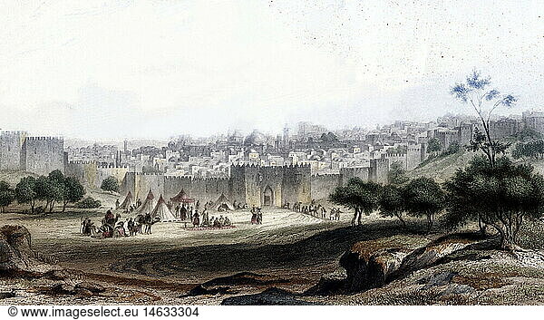 C  Geo. hist.  PalÃ¤stina  StÃ¤dte  Jerusalem  um 1860 C, Geo. hist., PalÃ¤stina, StÃ¤dte, Jerusalem, um 1860,