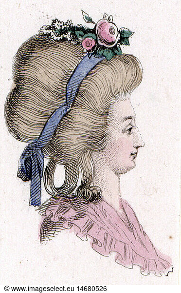 C  SG hist.  Mode  18. Jahrhundert  Leipziger Haartracht  1783