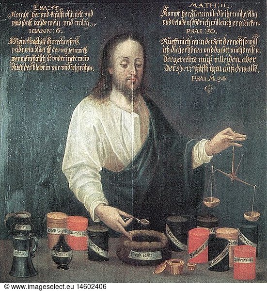 C  SG hist.  Religion  Christentum  Jesus Christus  Christus als Apotheker  GemÃ¤lde  um 1580