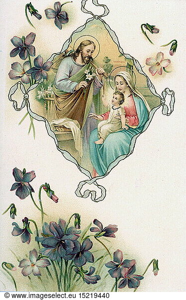 C  SG hist.  Religion  Kitschdarstellungen  Heilige Familie  Bildpostkarte  19. Jahrhundert
