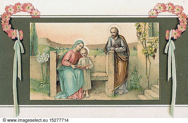 C  SG hist.  Religion  Kitschdarstellungen  Heilige Familie  Bildpostkarte  19. Jahrhundert