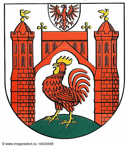 C  Wappen & Embleme  Frankfurt an der Oder  Stadtwappen  Brandenburg  BRD C, Wappen & Embleme, Frankfurt an der Oder, Stadtwappen, Brandenburg, BRD,