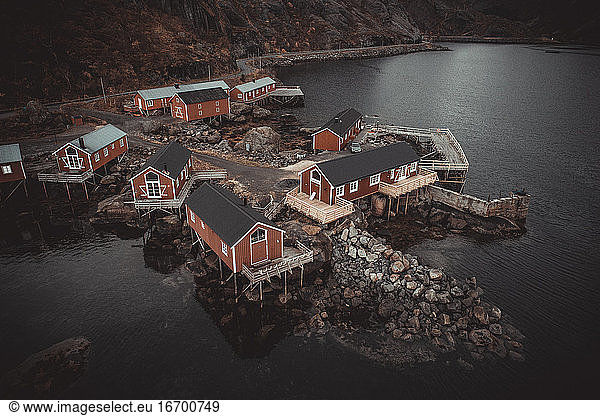 cabins and surroundings of Nusfjord  typical Norwegian village