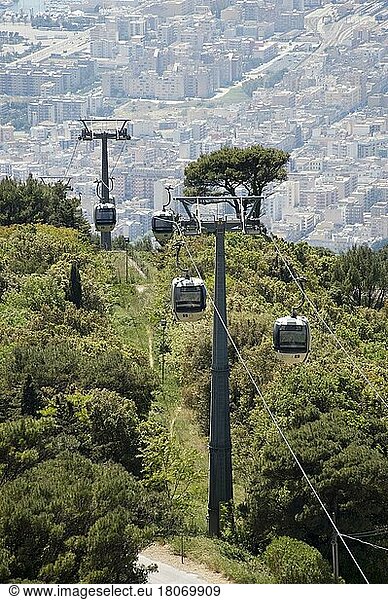 Cable car  Erice  Sicily  Italy  Europe