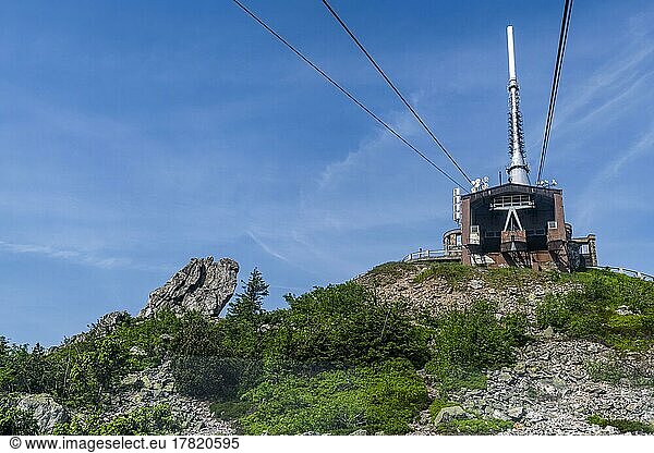 Cable car  highest mountain peak Jested  Czech Republic  Europe
