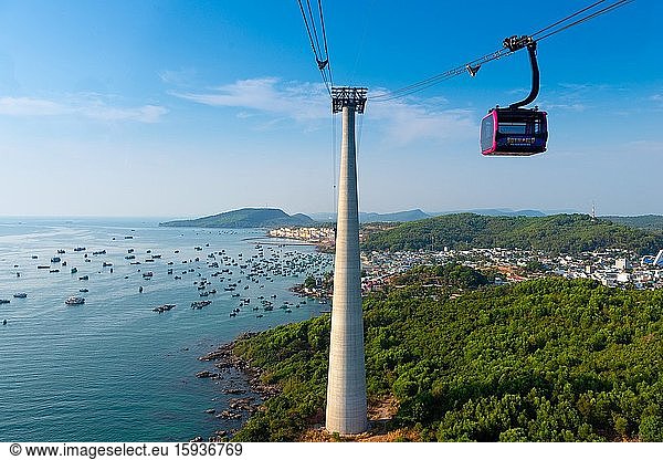 Cable Car Mast And Gondola  Phu Quoc island  Vietnam.