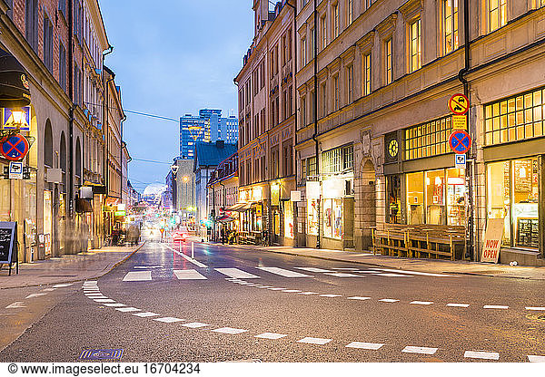 Cafes and bars at Slussen in Sodermalm at night