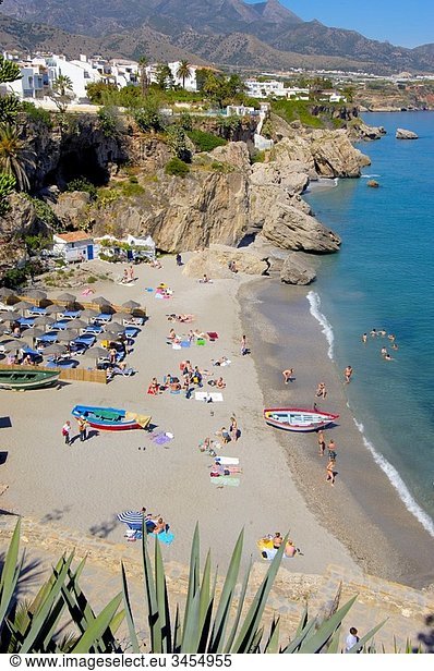 Calahonda beach view from Balcony of Europe  Nerja  Costa del Sol. Malaga province  Andalusia  Spain