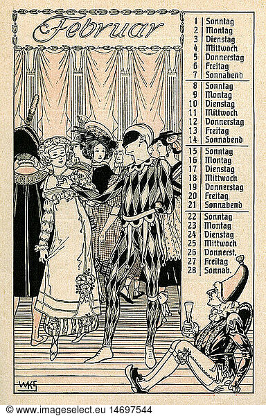 calendars  calendar sheets  February 1903  carnival