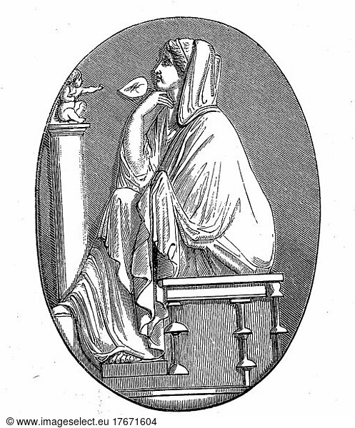 Calpurnia  geboren ca 77 v. Chr. in Rom  war die dritte und letzte Ehefrau des römischen Politikers und Diktators Gaius Iulius Cäsar  Historisch  digitale Reproduktion einer Originalvorlage aus dem 19. Jahrhundert