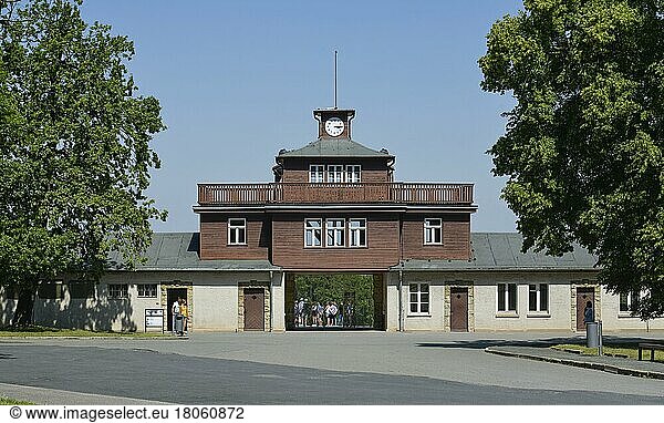 Camp gate  beech forest Concentration Camp Memorial  Thuringia  Germany  Europe