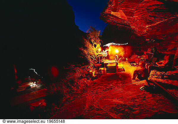 camp lit up at night  Grand Canyon  Arizona