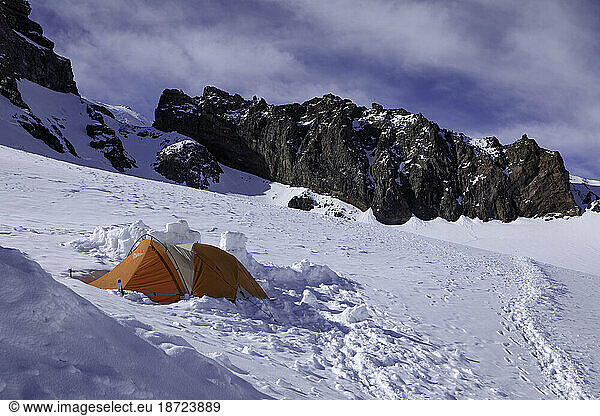 Campsite at Camp Muir Base Camp on Mount Rainier