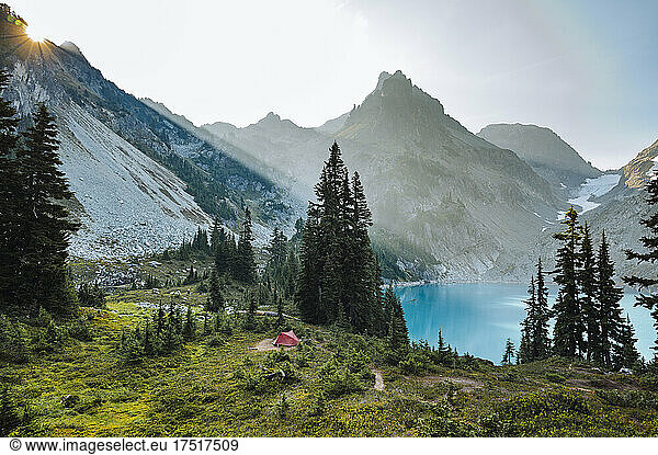 Campsite in the beautiful alpine lakes wilderness
