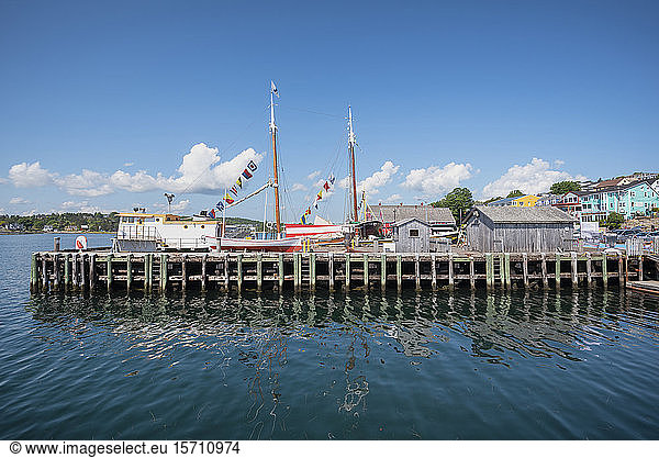 Canada  Nova Scotia  Lunenburg  Boats moored in old historical harbor