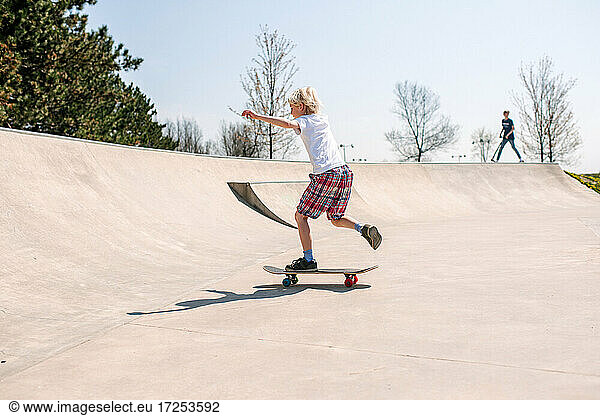 Canada  Ontario  Kingston  Boy skateboarding in skate park