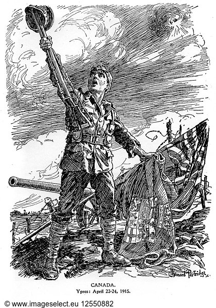 Canada  Ypres  April 23-24 1915  (1920). Artist: Bernard Partridge